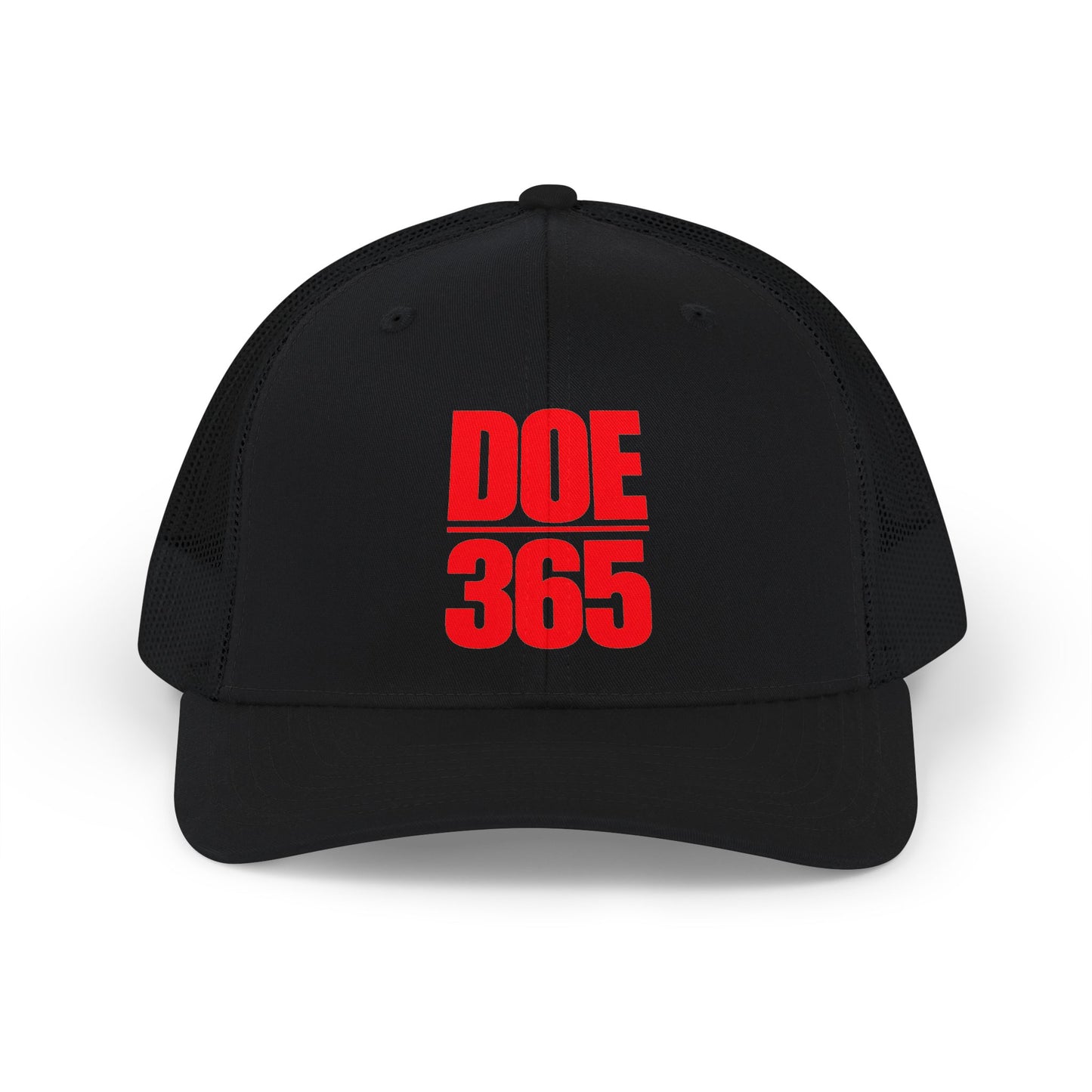 DOE 365 Red Text Trucker Cap