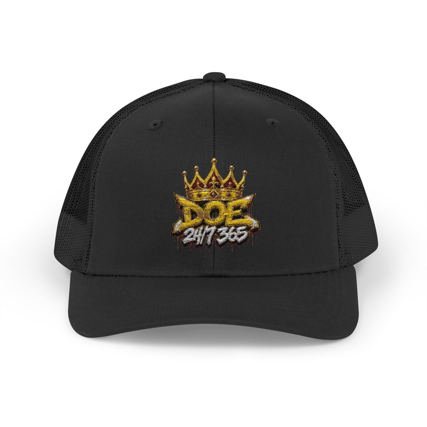 Crown Graffiti Snapback Trucker Cap — Gold King Crown Embroidered Hat
