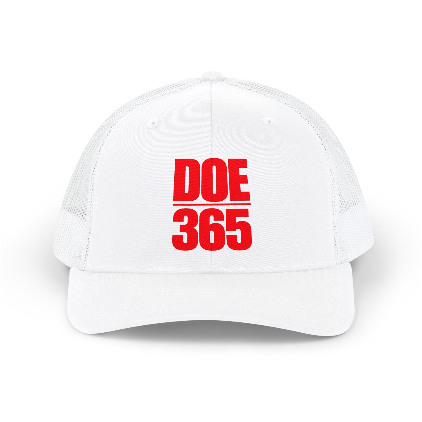 DOE 365 Red Text Trucker Cap