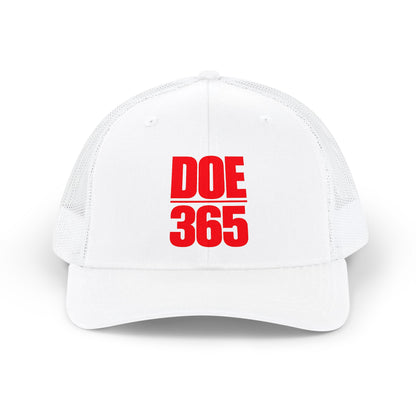 DOE 365 Red Text Trucker Cap