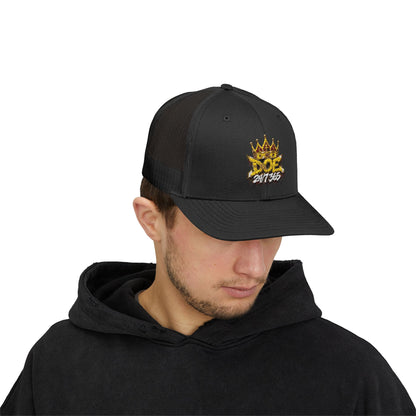 Crown Graffiti Snapback Trucker Cap — Gold King Crown Embroidered Hat