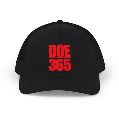 DOE 365 Red Text Trucker Cap